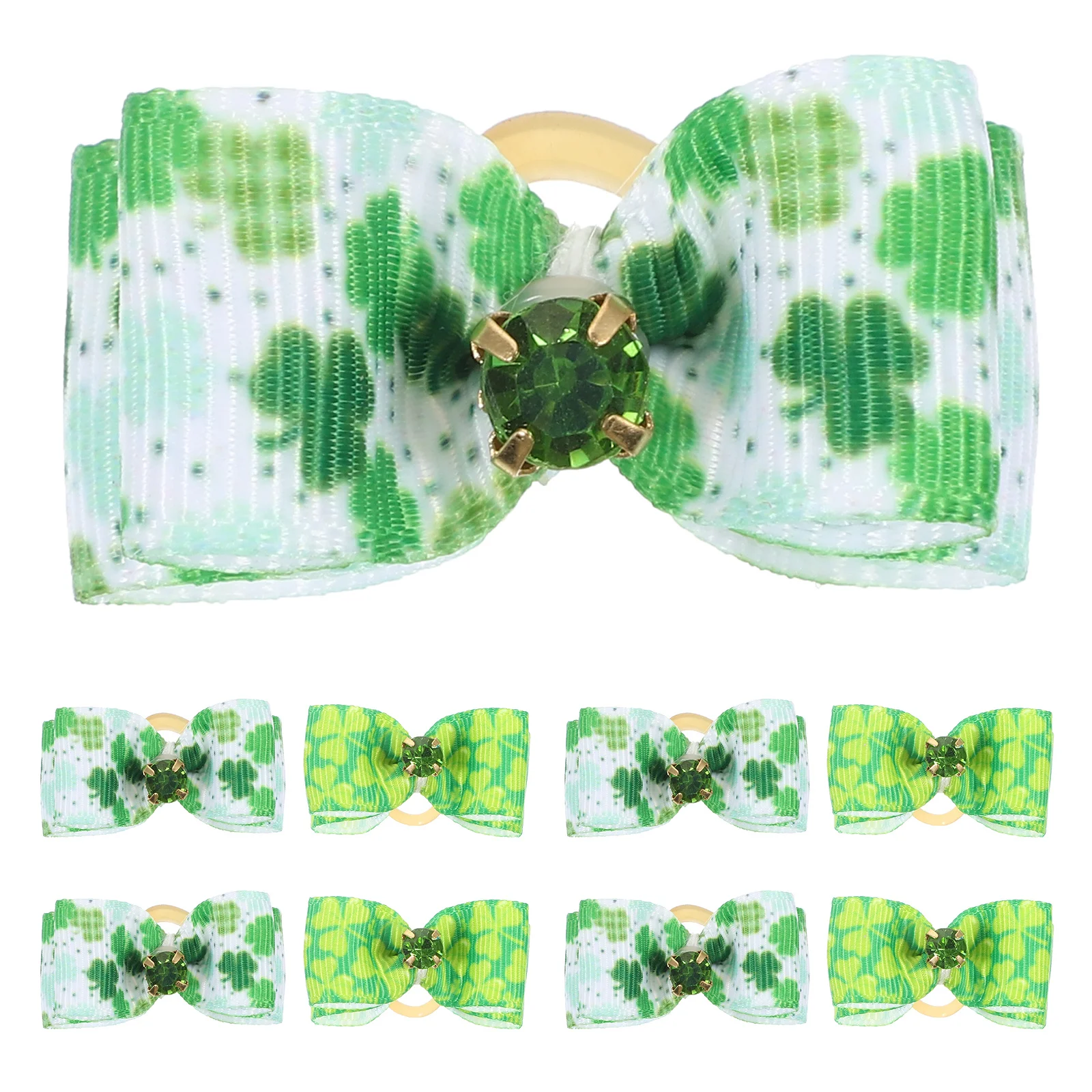 

10pcs Pet Hair Bows For Dogs St Patrick'S Day Puppy Hair Ties Elastic Band Party Accessories Dog Headdress Hairbands