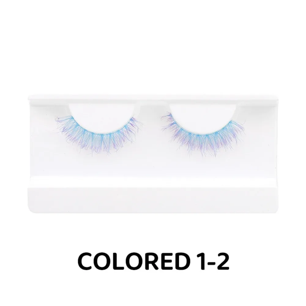 1/3 Pairs New Blue Pink Colorful Eyelashes Fluffy Natural Long Eye Lashes Handmade Fake Lashes for Women Girls and COS