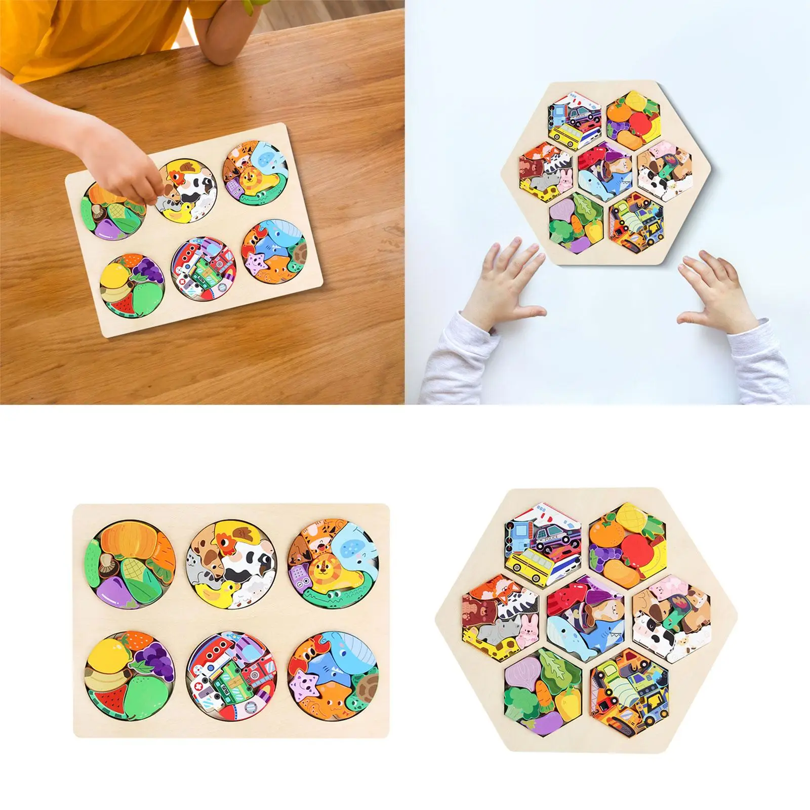 Puzzle in legno per bambini Abilità motoria fine Attività educativa portatile Apprendimento prescolare Illuminazione per ragazzi e ragazze dai 1 ai 3 anni