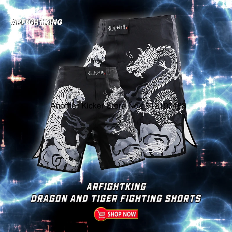 MMA Shorts Men Women Youth Muay Thai Fight Pants Tiger Dragon Bjj Jiujitsu Martial Arts Kickboxing Cage Fighting Training Shorts