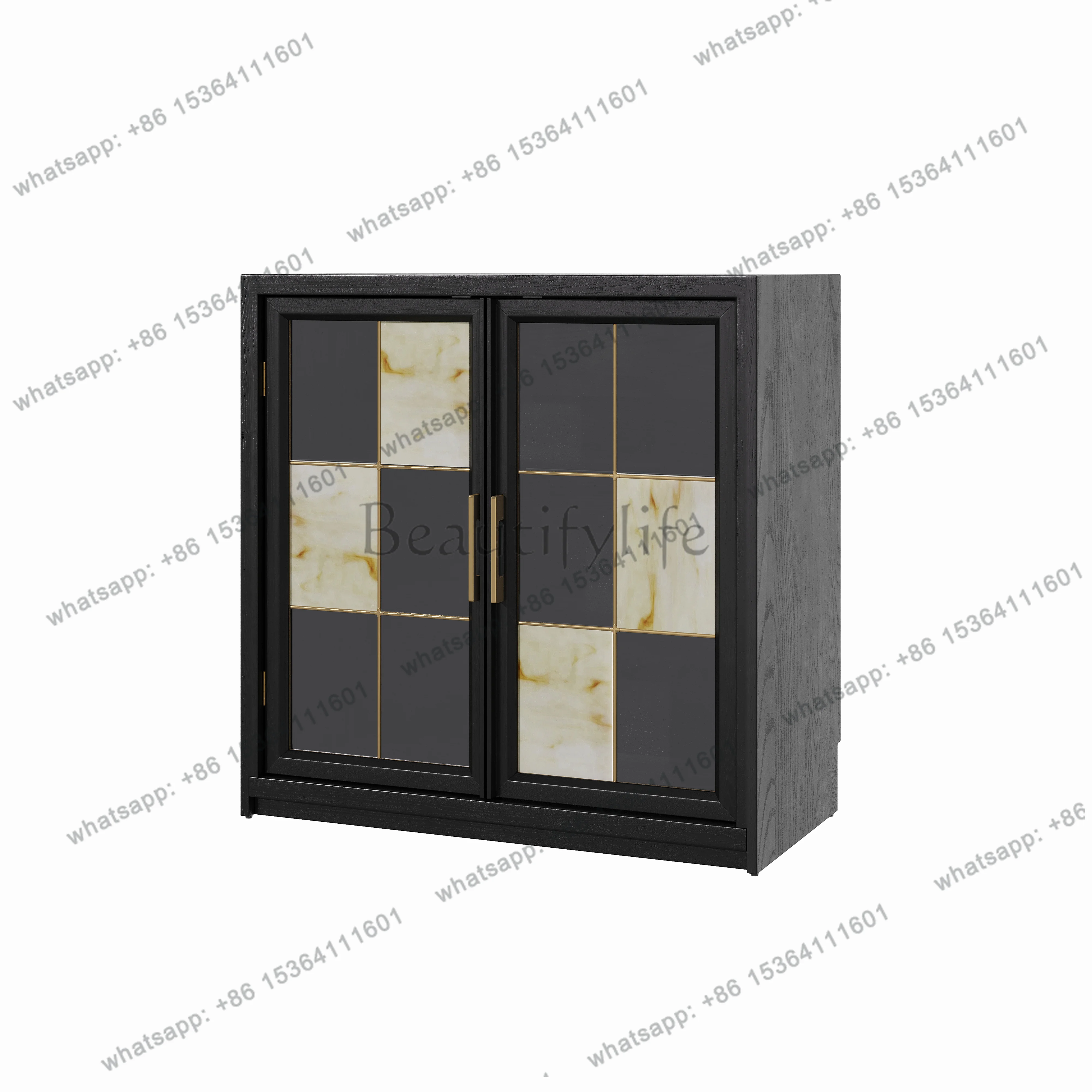 

zj Module medieval retro bookcase solid wood side cabinet storage living room small apartment household storage
