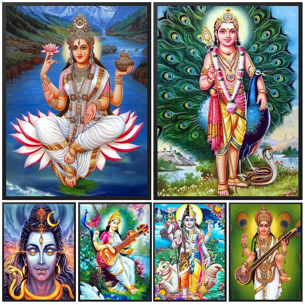 

Hinduism Shiva Vishnu Ganesha Religion Hindu Mythology Wall Pictures For Living Room Poster Wall Art Canvas Painting Unframed
