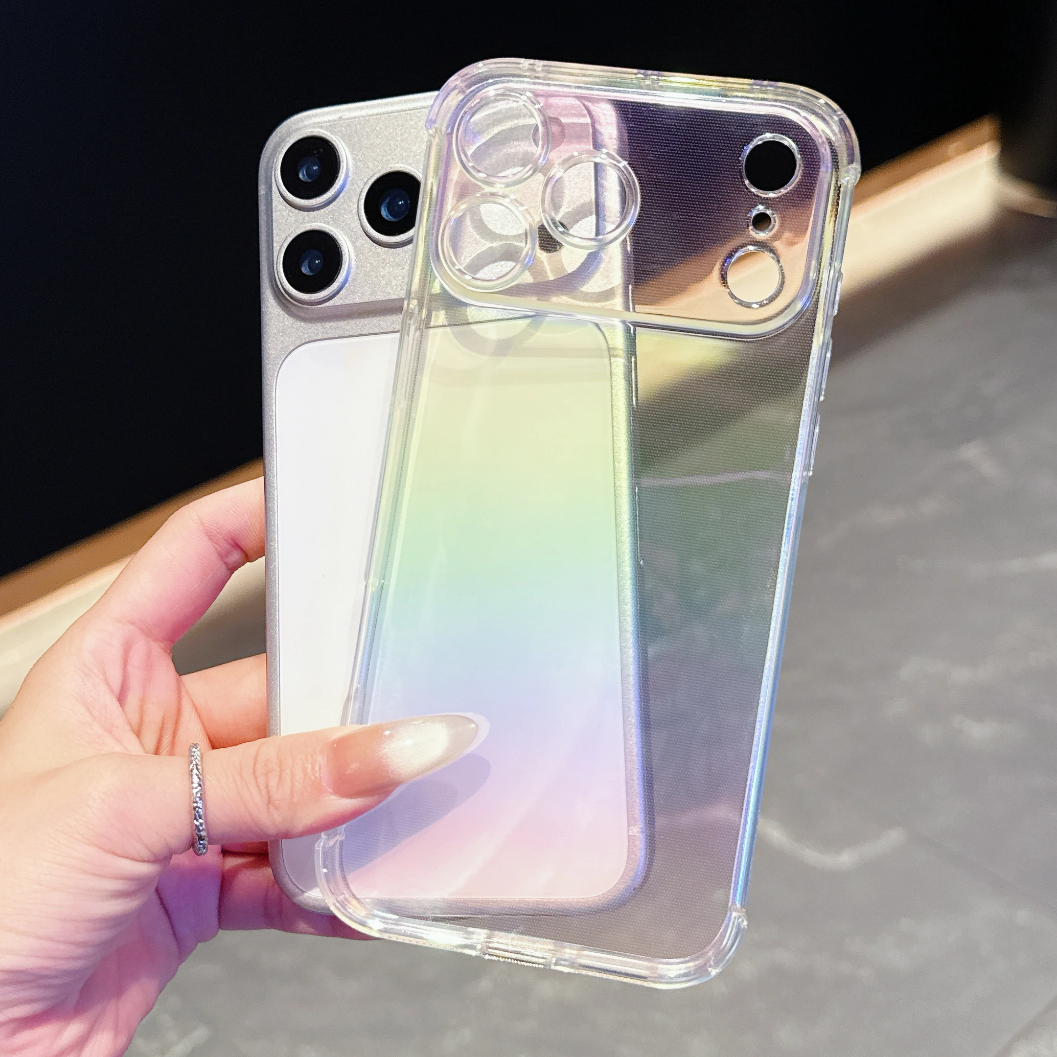 New Color Plated Gradient Glitter Transparent Clear Phone Case For iPhone 17 Pro Air 16e 15 Pro Max 14 Plus 13 Protective Cover