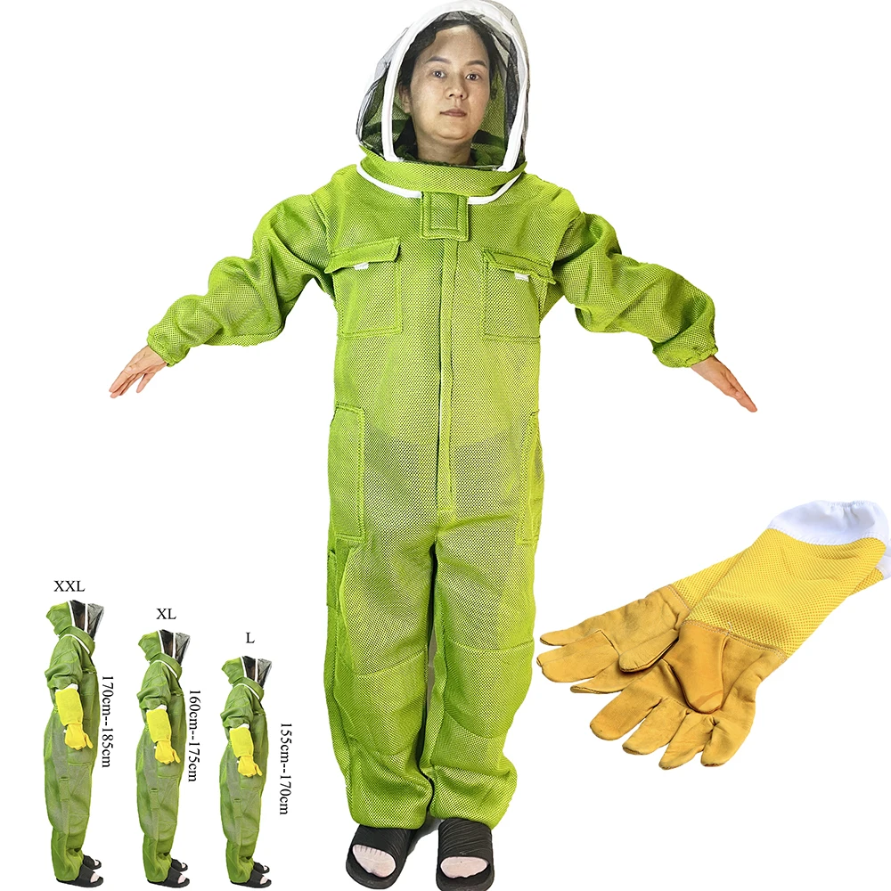 

Breathable Beekeeper Cloth Conjoined Jumpsuit Imker 3D Air Cotton Fabric Hooded Mesh Veil Anti Bite Beekeeping Products Tools