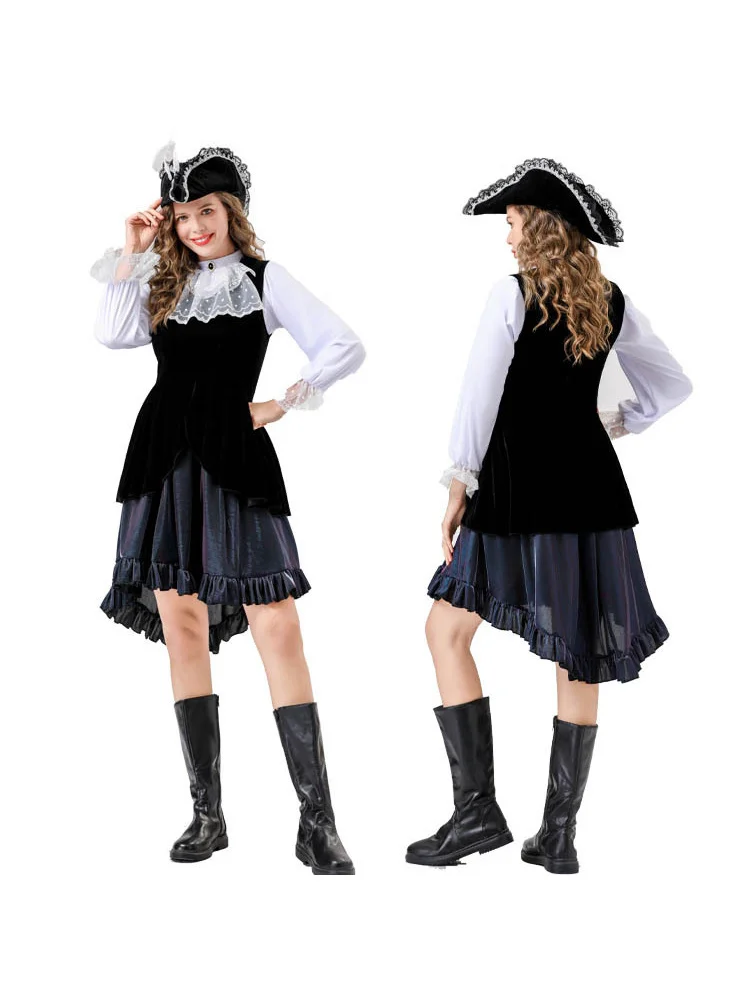 

Caribbean Pirate Halloween Women's Cosplay Costume Small Fragrance Style Stage Performance Clothing High Waist Cotton Skirt