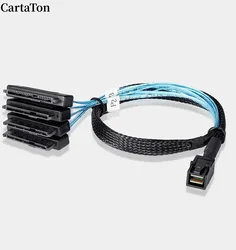 2pcs SAS SATA Cables SFF-8643 To 4 SFF-8482 Internal Mini SAS HD to 4 29pin  connector with SAS 15pin Power Port 12GB/S Cable