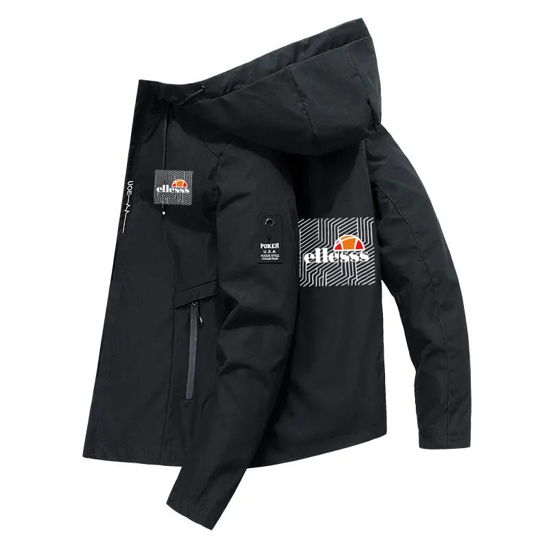 2026 Spring/Summer New Men's Casual Jacket, Outdoor Windproof and Waterproof Design, Hooded Long Sleeve Zipper Sports Jacket