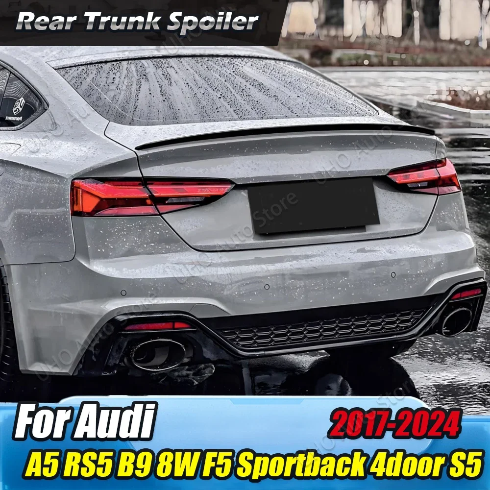 S5 Style Car Rear Spoiler Tail Wing Rear Trunk Lip Trim Body Kit For Audi A5 F5 4 Doors S5 RS5 B9 8W Sportback 2017-2024