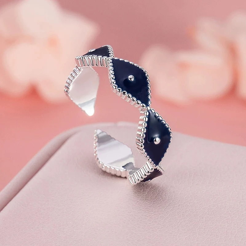 Trendy Geometric Drip Oil Grid Finger Jewelry for Women Light Luxury High End Versatile Ring Two Pieces Per Set Rings KOFSAC