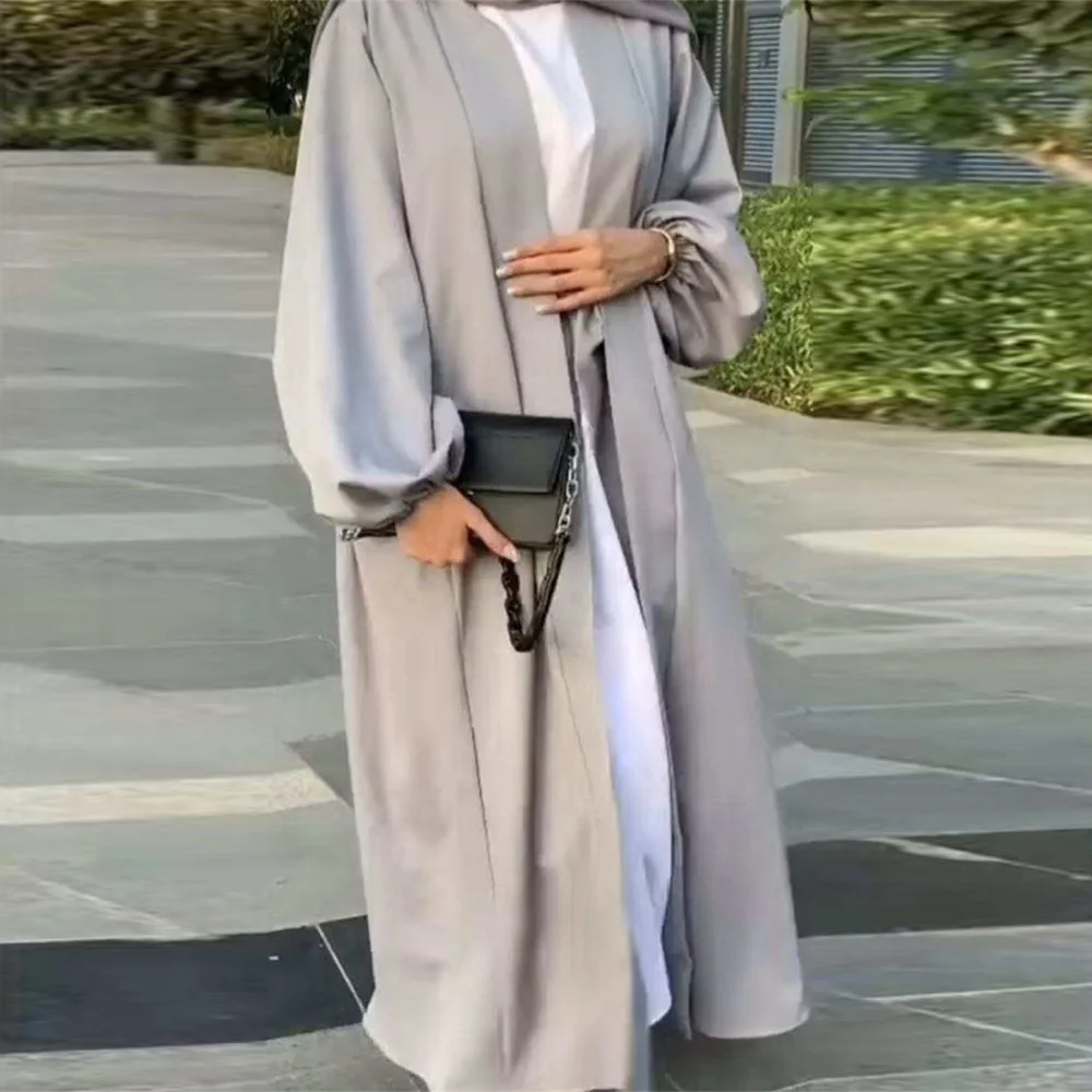 Midden-Oosten Dubai Moslimvrouwen Effen Kleur Zak Vetervest Gewaad Open Losse Sjerpen Abaya