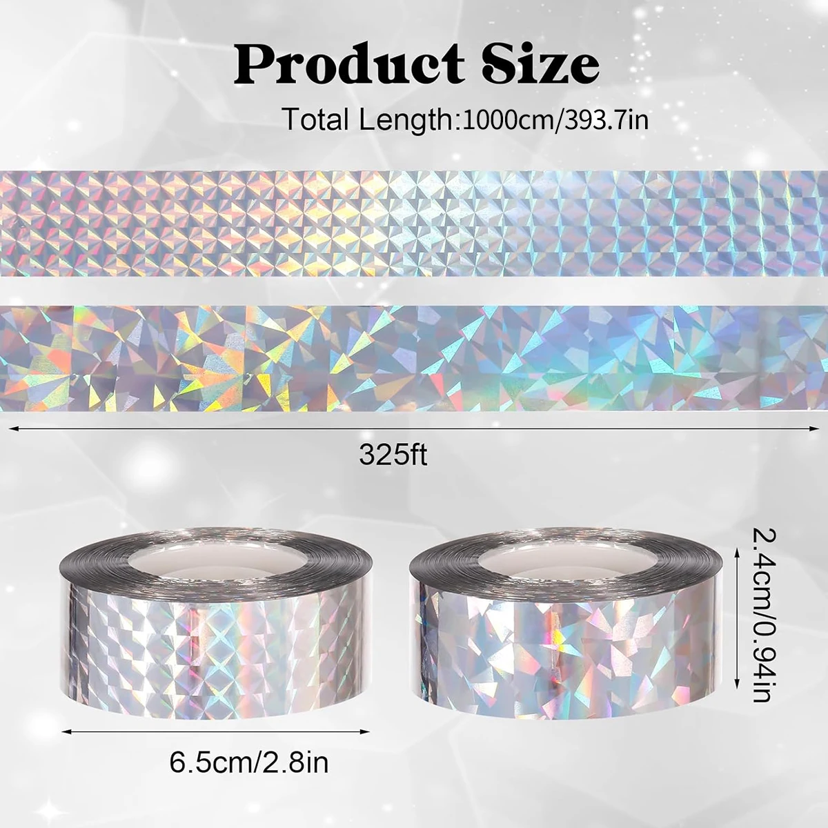 Bird Scare Double Sided Tape  Reflective Holographic Bird Scare Repellent Flash Tape For Pigeon Gulls Crows Starlings Swallows