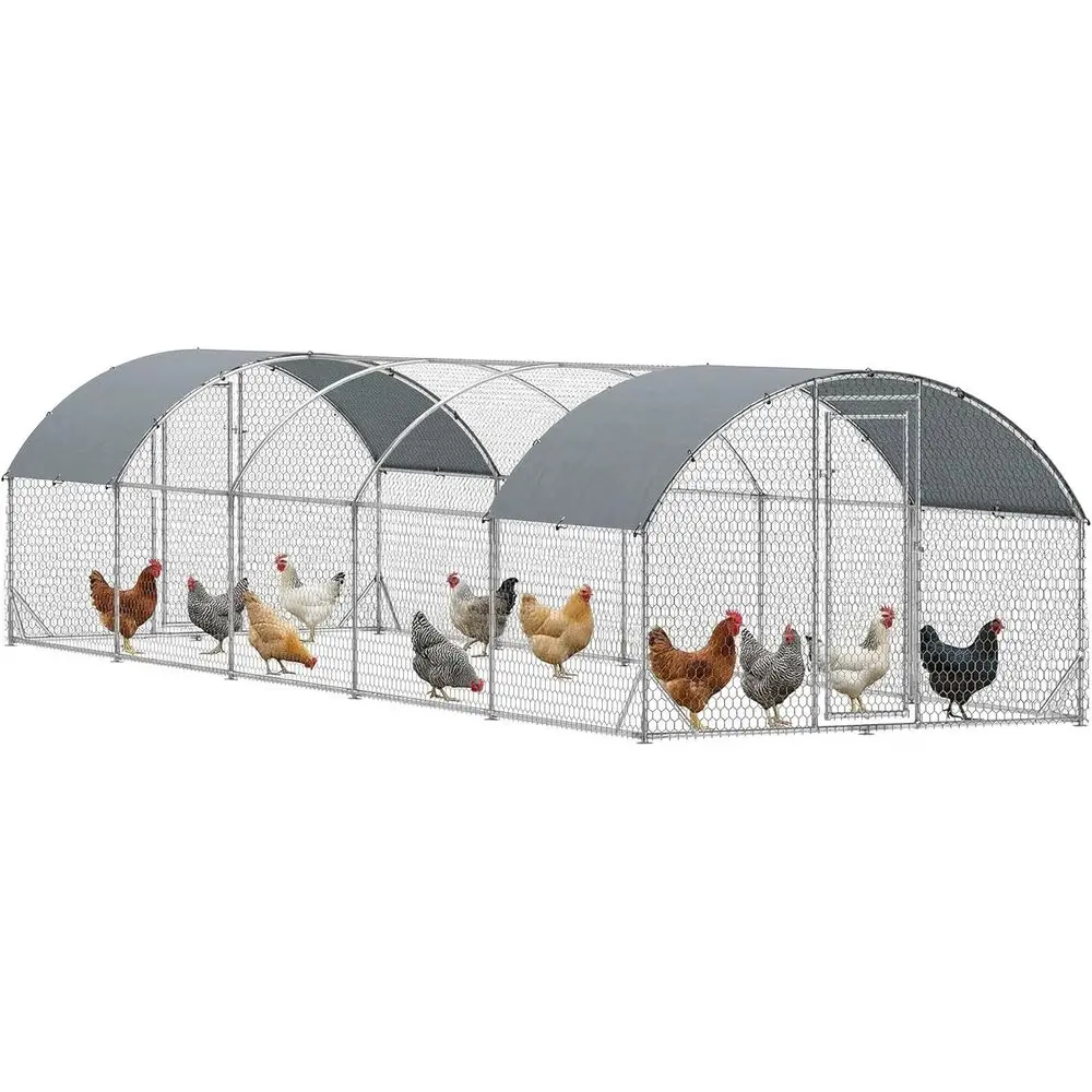 

Large Chicken Coop Metal w/Waterproo and Anti-UV Cover, 2 Lockable Do, Dome Shaped Walk in Hen House or 30-40 Hens, Ducks, Poult