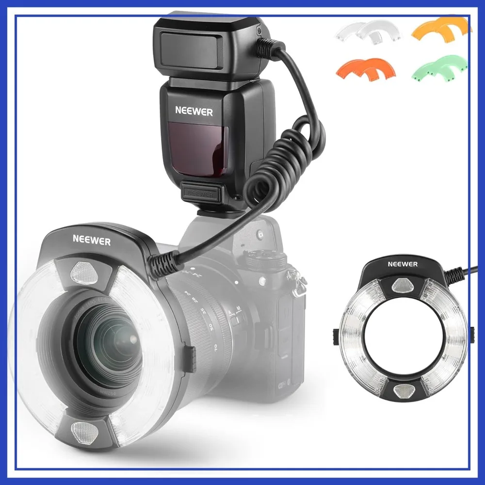 76Ws Macro Ring Flash with TTL, GN15 5600K, Front/Rear Curtain Sync for Nikon Cameras, Macro Photography Lighting