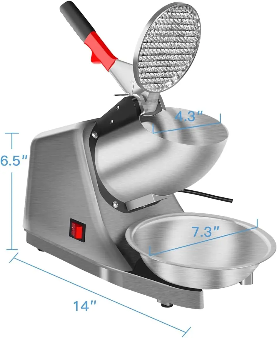 Shaved Ice Machine Snow Cone Machine Ice Crusher with Stainless Steel Blade Kitchen Electric for Shaved Ice and Snow Cone
