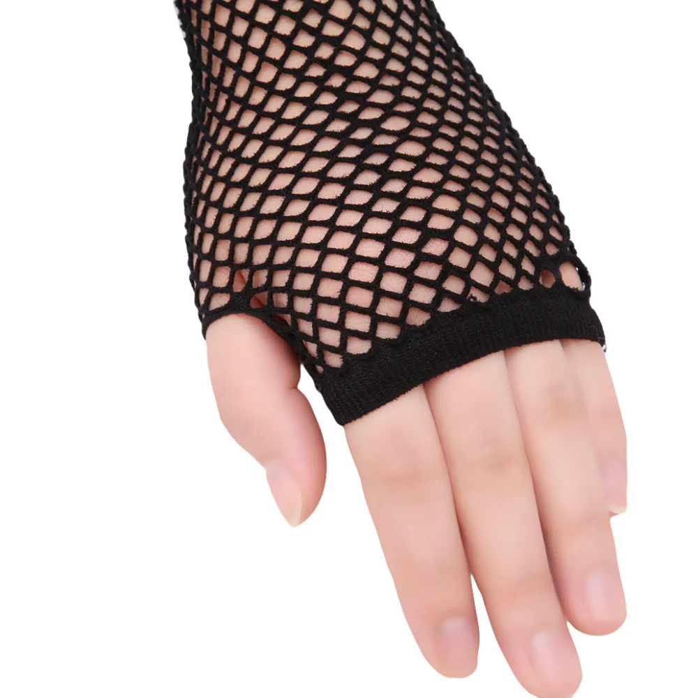 Stylish Long Black Fishnet Gloves Womens Fingerless Gloves Girls Dance Gothic Punk Rock Costume Fancy Gloves