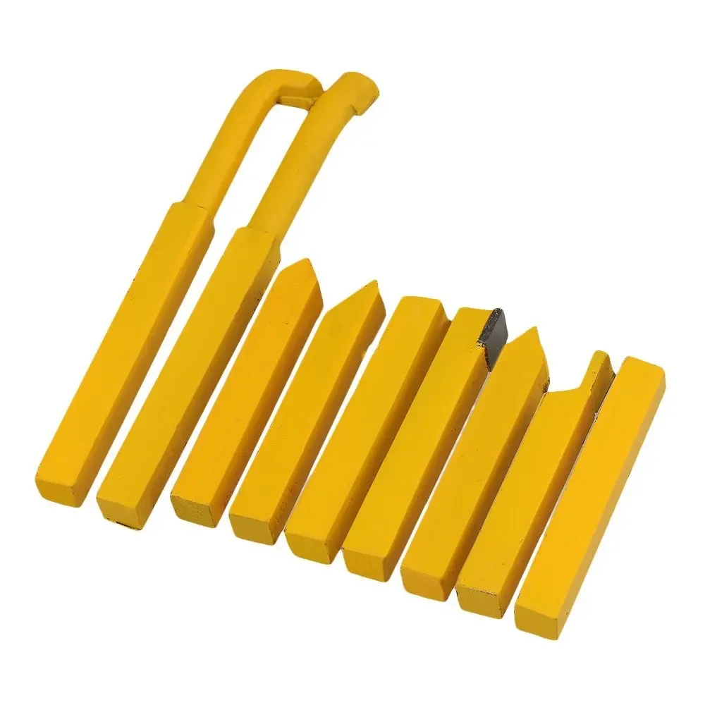 9PCS 12x12mm YT15 Alloy Square Lathe Tool - Yellow Iron Turning Cutter for Metalworking
