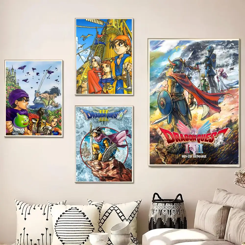 Game D-Dragon Q-Quest Painting Calligraphy Canvas Poster Wall Art for Living Room Bedroom Cafe Decor Gift
