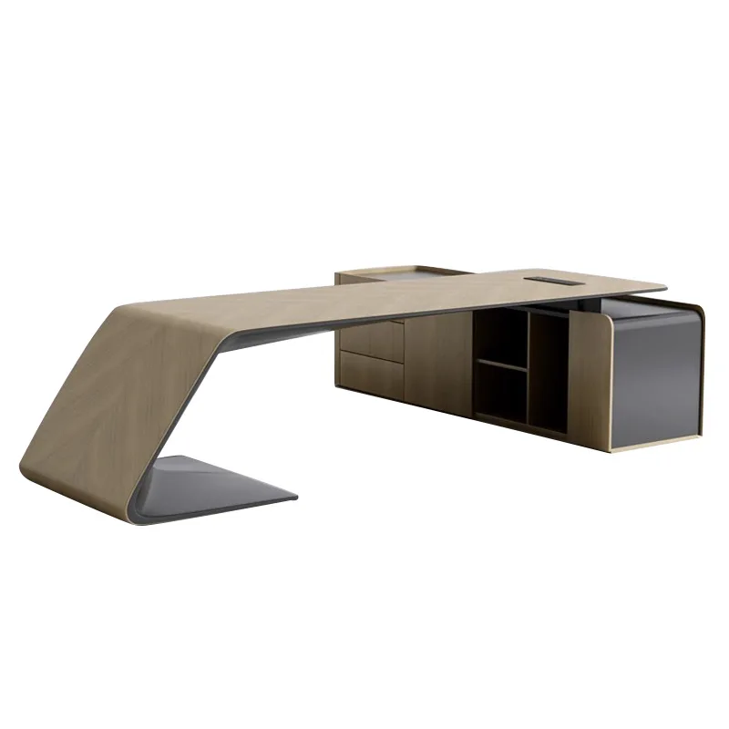 

Lacquered full edge banding type President boss table modern simple desk