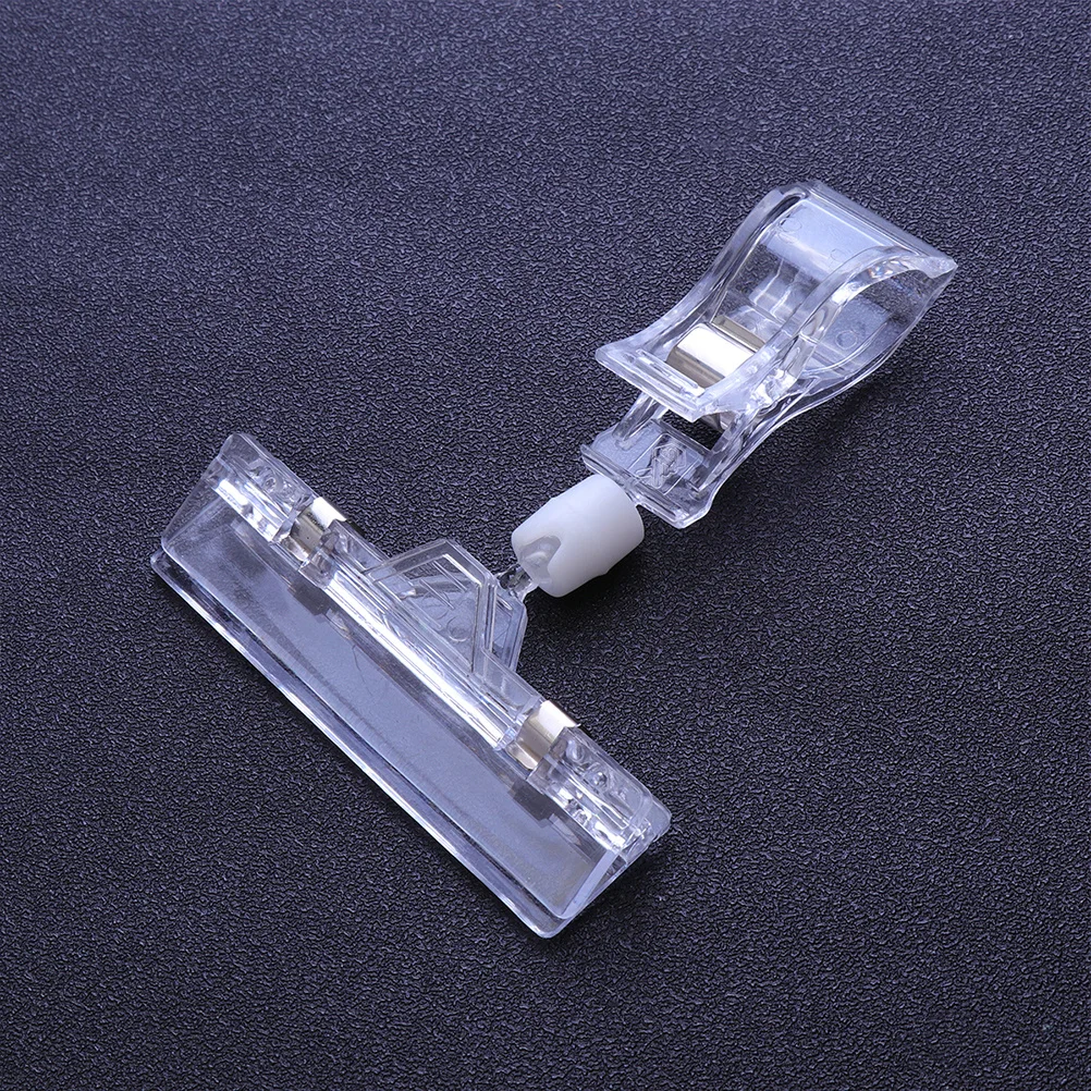 

25 Pcs Transparent Universal Clip Tags Shelf Rotatable Rack Show Clamp Double Head