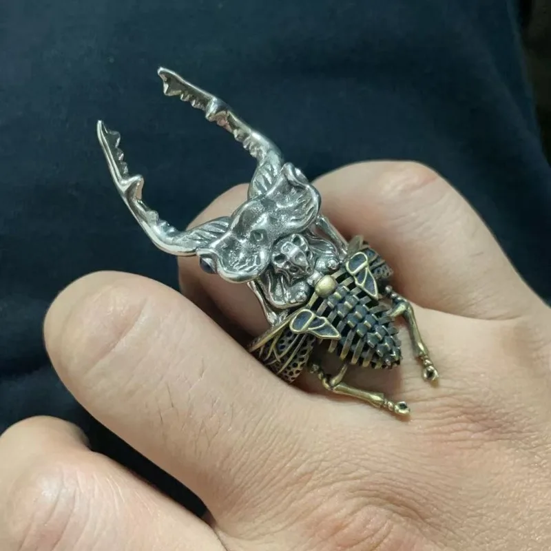 Кольцо из нержавеющей стали, панк-головоломка, глубокая горная лопата, доспехи, ручная работа, Кун жук, мужские и женские кольца, подарки на Хэллоуин