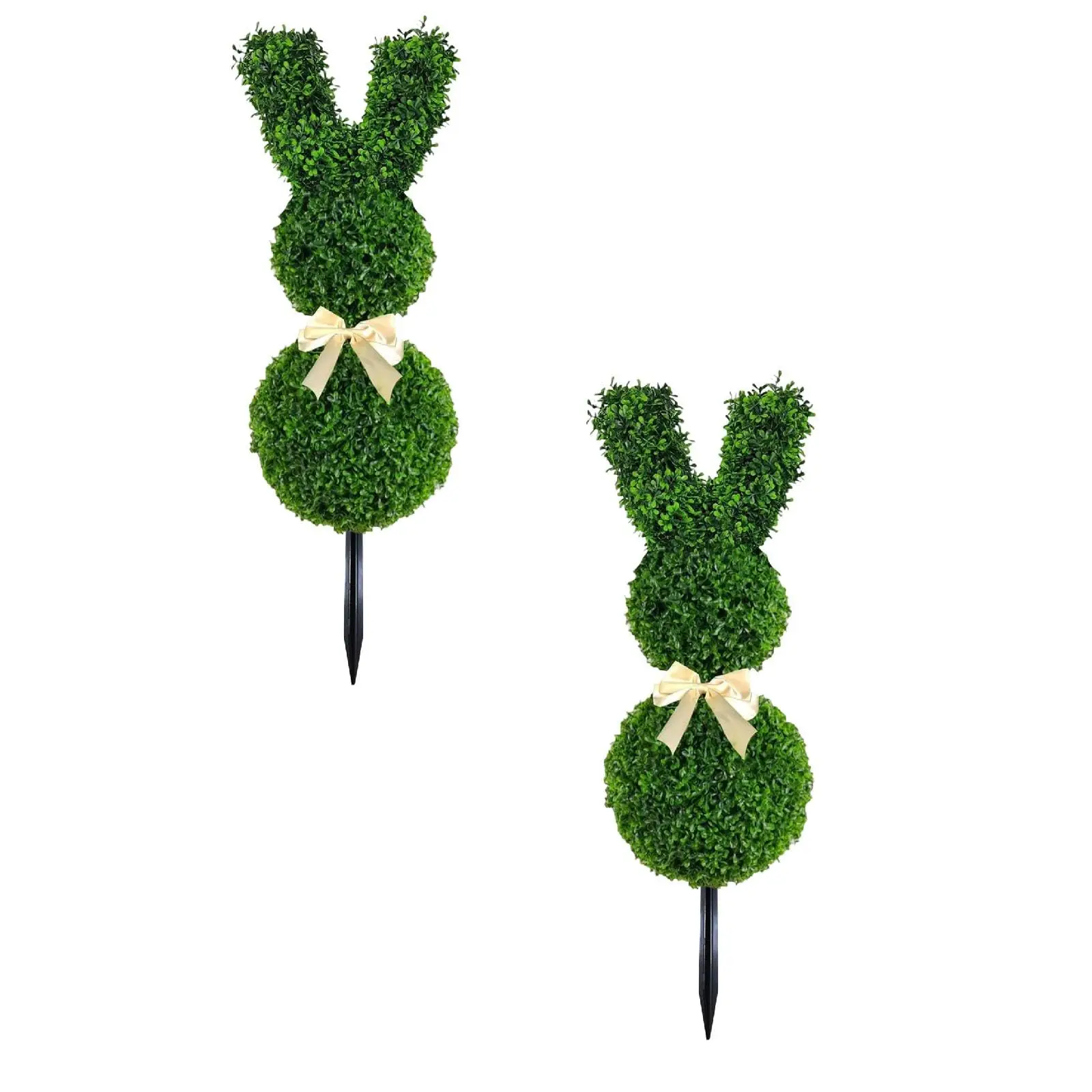 Bunny Topiary with Felt Bags pots, Green Artificial Bunny-Shaped Topiary Tree Pot Fake Easter Bunny Plant, Easter Rabbit Boxwood