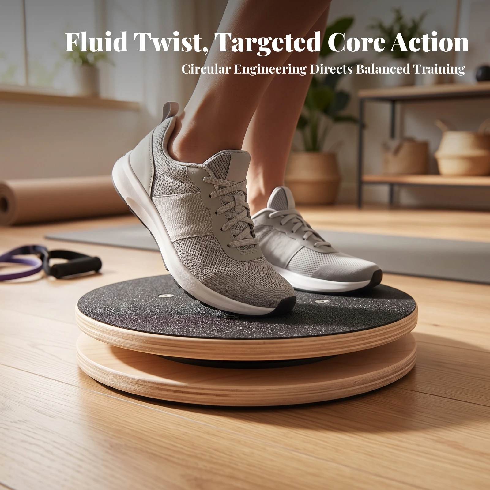 Wooden Twist Board Non-Slip Exercise Turntable Waist Twisting Board Compact Waist Twisting Disc Low-Profile for Adults, Home Gym