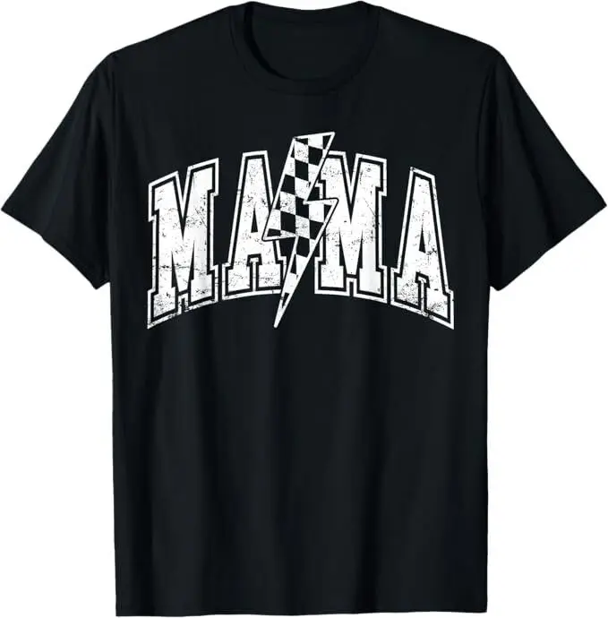 

Mama Lightning Bolt Checkered Varsity Mom Women Mother's Day T-Shirt