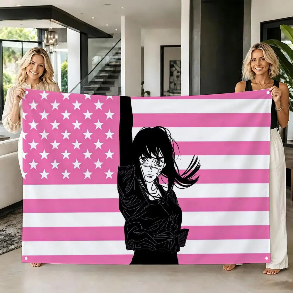 War Devil Pink American Flag Flags Tapestry Creative Pattern Photo Living Room Wall Art Party Outdoor Decor