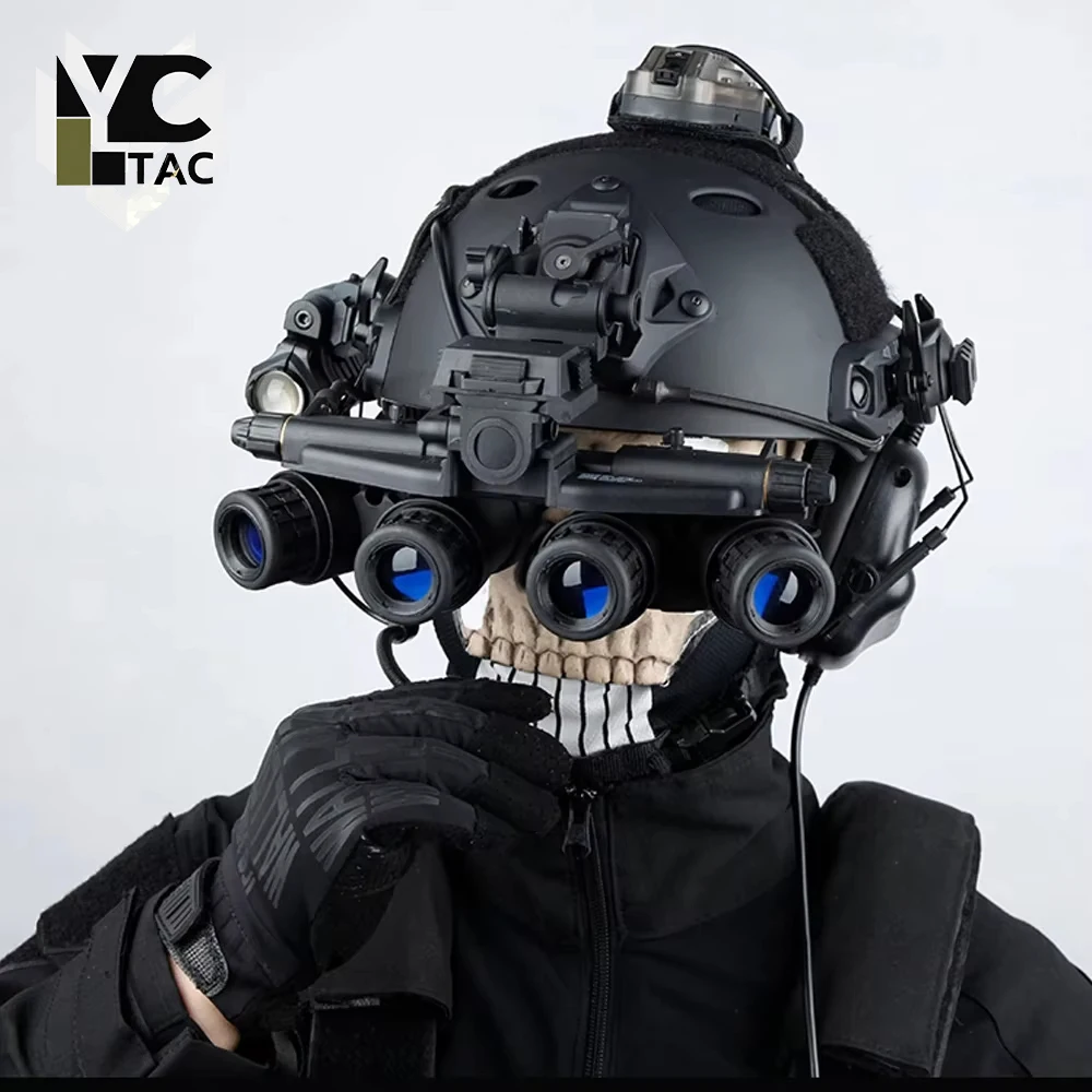 YCTAC COD Tactical FAST Helmet Set Airsoft Ghost Skull Mask with NVG Model Signal Light CS Cosplay Tactical Gear
