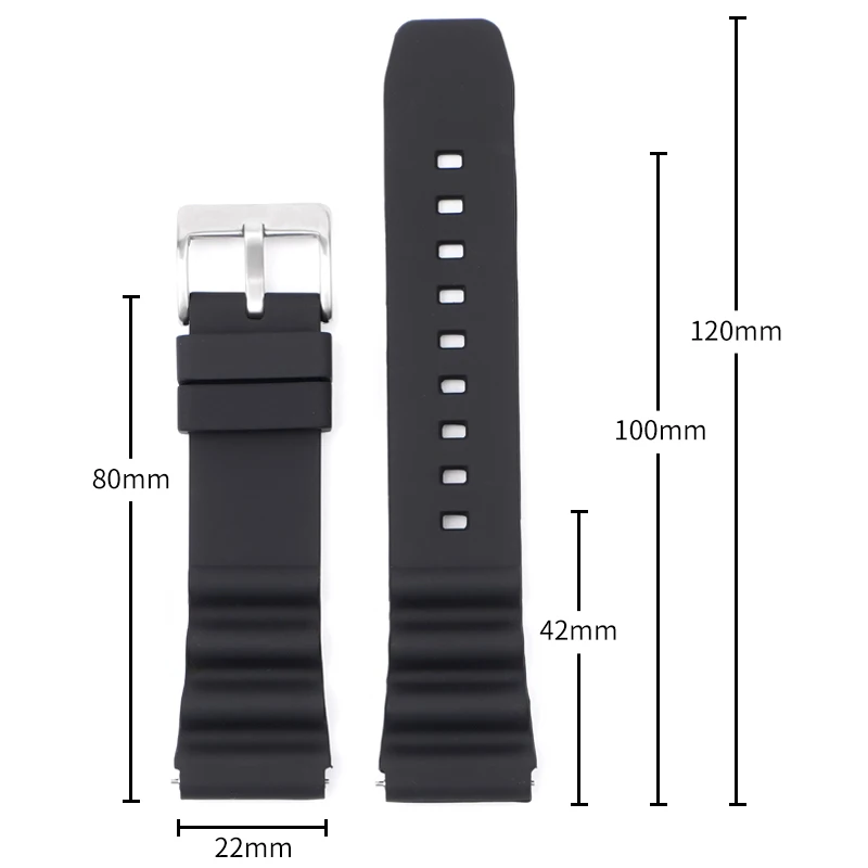 20mm 22mm Silicone Watch Band For Rolex SUBMARINER Waterproof Diving Bracelet For Seiko SKX007 SRP777J1 Sports Strap For Citizen view 5
