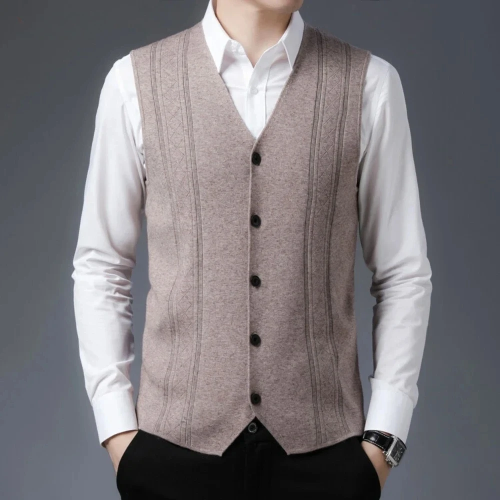 New Trend Men's Business Casual Pullover Wear Warm Sleeveless Sweater Vest Men's Knitted Tops