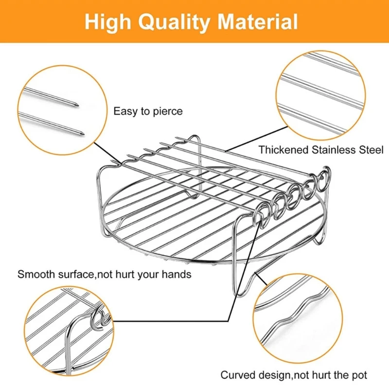 Vỉ Nướng Giá Đỡ Giá Inox Nồi Chiên Không Dầu Air Fryer Giỏ Khay Dehydrator Giá Phụ Kiện Đa Năng Cho Lò Nướng Dropshipping