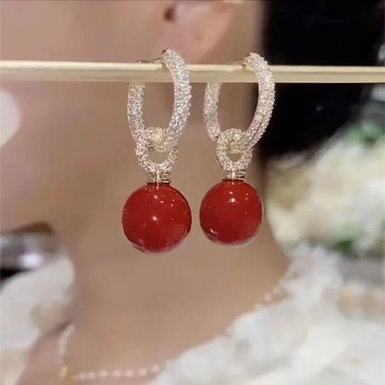 Elegant Earrings Pearl Pendant Earrings for Women Gold Color Eardrop Minimalist Tiny Huggies Hoops Wedding Fashion Jewelry