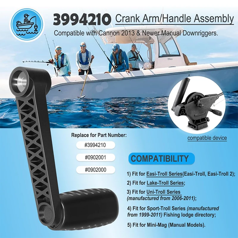 Crank Arm/Handle Assembly 3994210 for Cannon Manual Downriggers 2013 & Newer for Uni-Troll 10 STX, 10 STX TS, and Easi-Troll ST