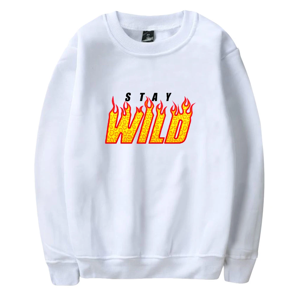 Stay Wild girocollo felpa con cappuccio lettera modello stampato Harajuku confortevole cotone Unisex o-collo con cappuccio top