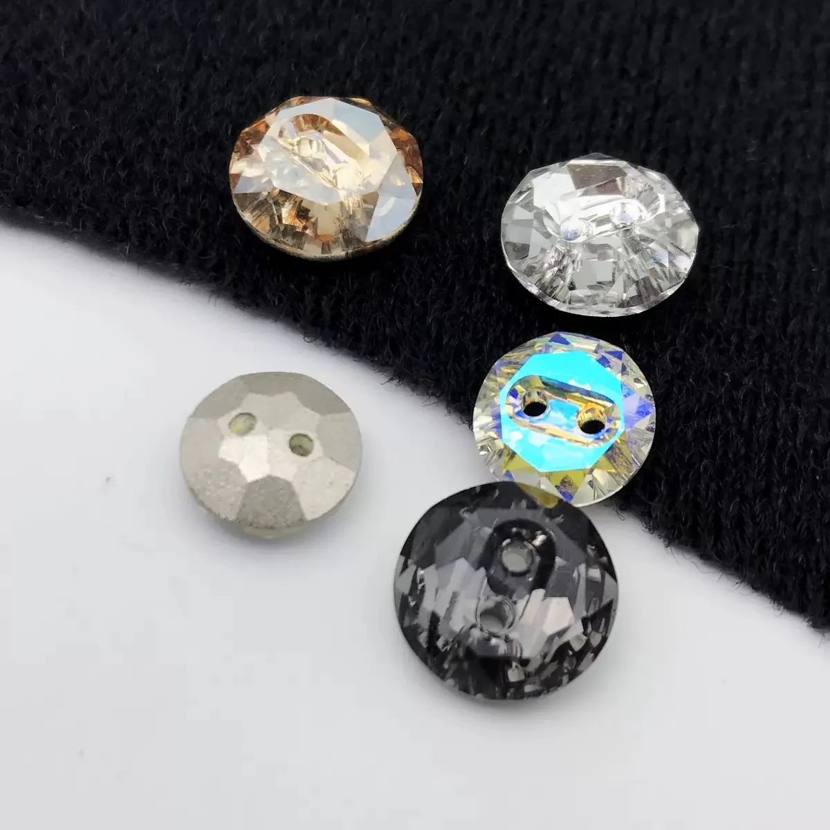 10PCS Crystal Glass Buttons, 2 Holes, 10mm, 12mm, 14mm Shirt, Sweater, Coat, Knitwear, Clothing, High Quality Sewing Accessories