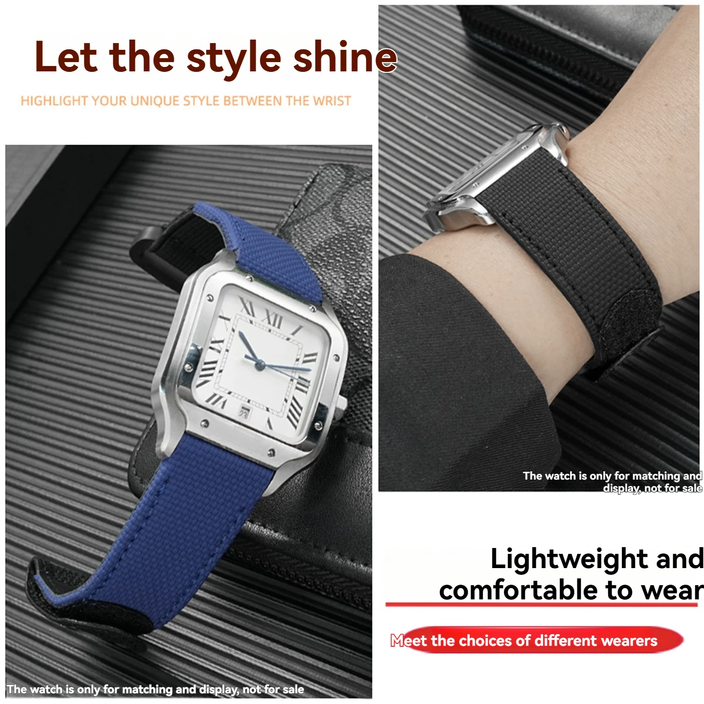 Alta calidad para Cartier specific Sandus correa de reloj de cuero genuino de caucho fluorado de liberación rápida con grano de cabeza de acero inoxidable