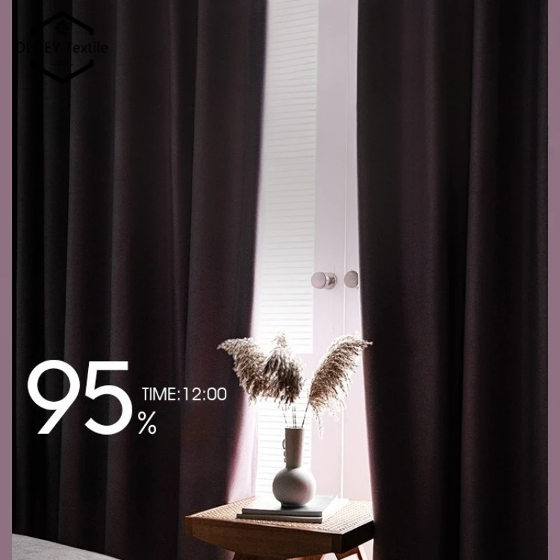 French Vintage Luxury Curtains for Bedroom Living Room Purple Full Light Blocking High End American Style New Yarn Window Drapes
