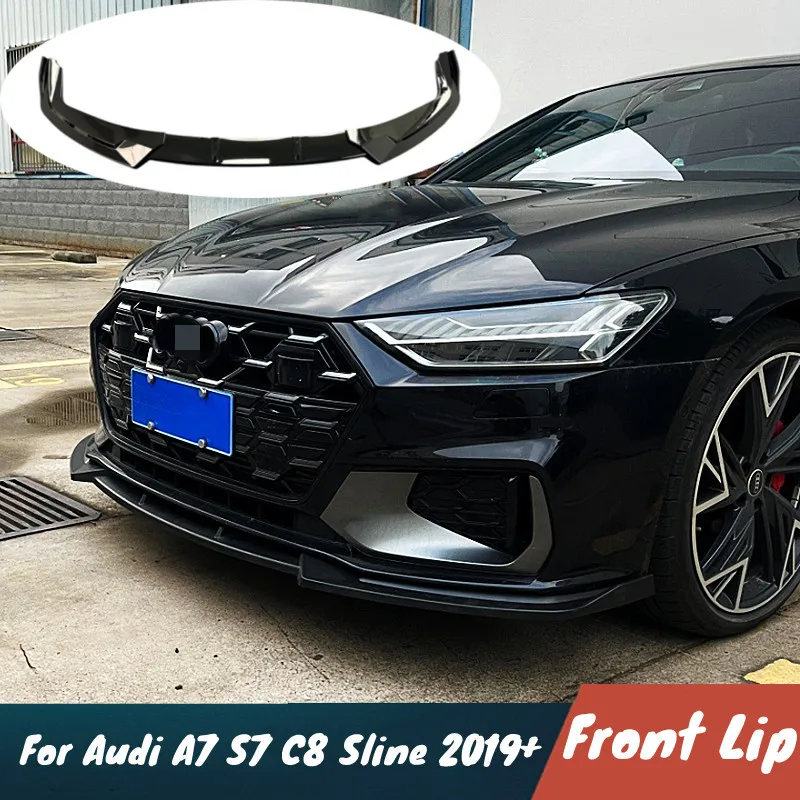Für Audi A7 S7 C8 Sline 2019-2026 3-teiliges Set Auto Frontstoßstange Lippe Spoiler Splitter Schutzabdeckung Karosserie-Kit Tuning Zubehör