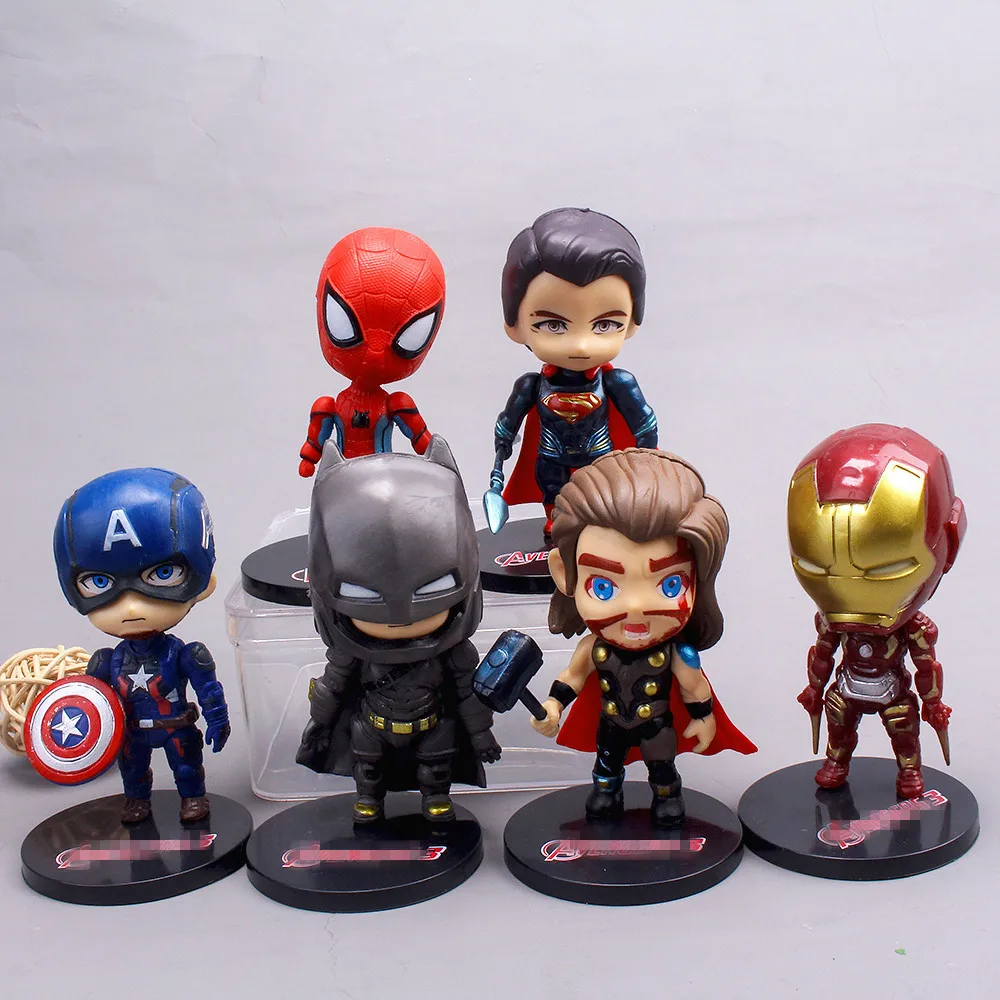 6Pcs Marvel Super Hero Spiderman Iron Man Captain America Decorations Avengers Ornaments for Boys Party Cake Toys Birthday Gifts