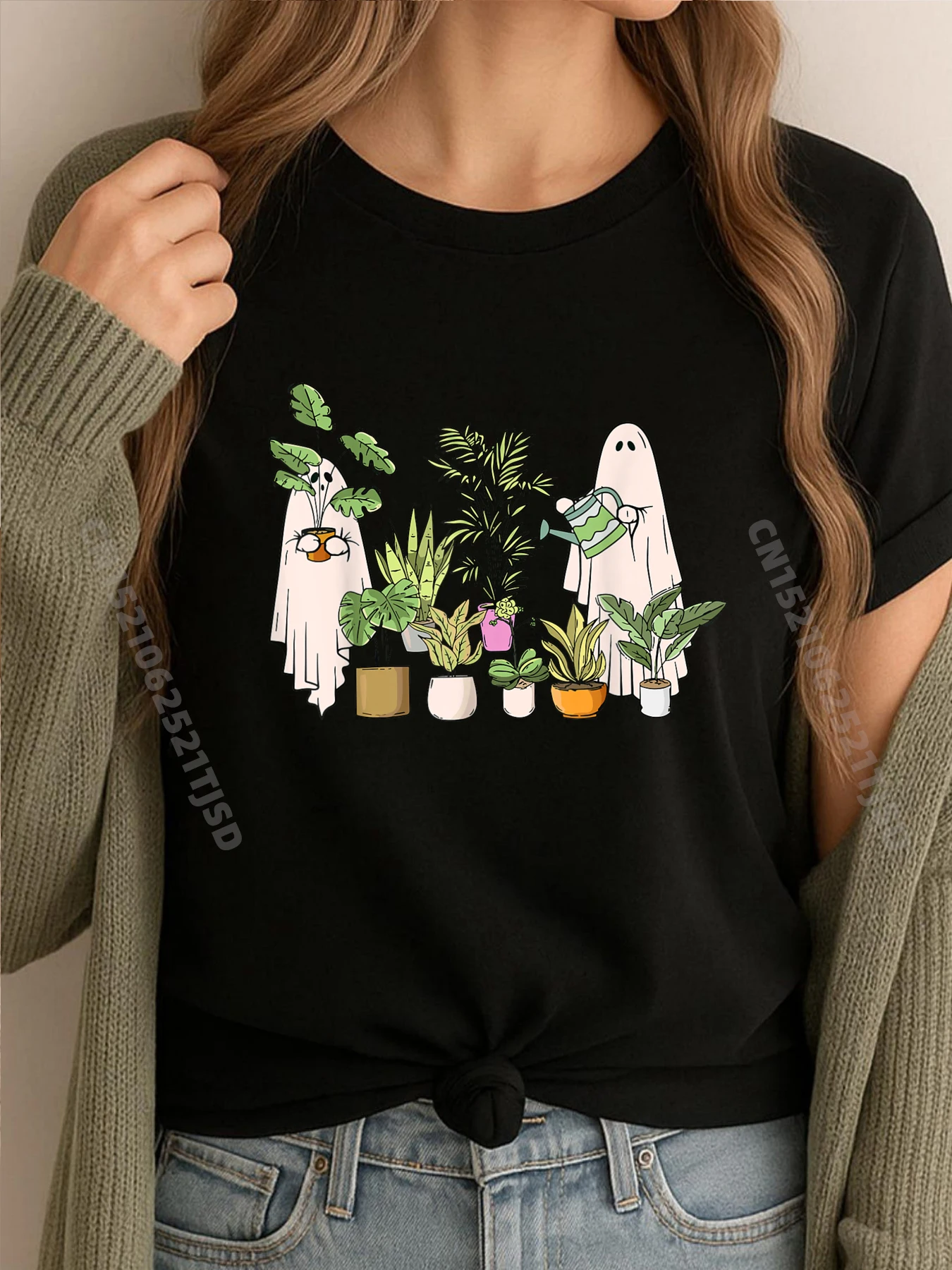 

Призрак Растения Леди Хэллоуин Садоводство Растение Комнатное Растение Любители Кремовая Футболка Новый Год Негабаритный