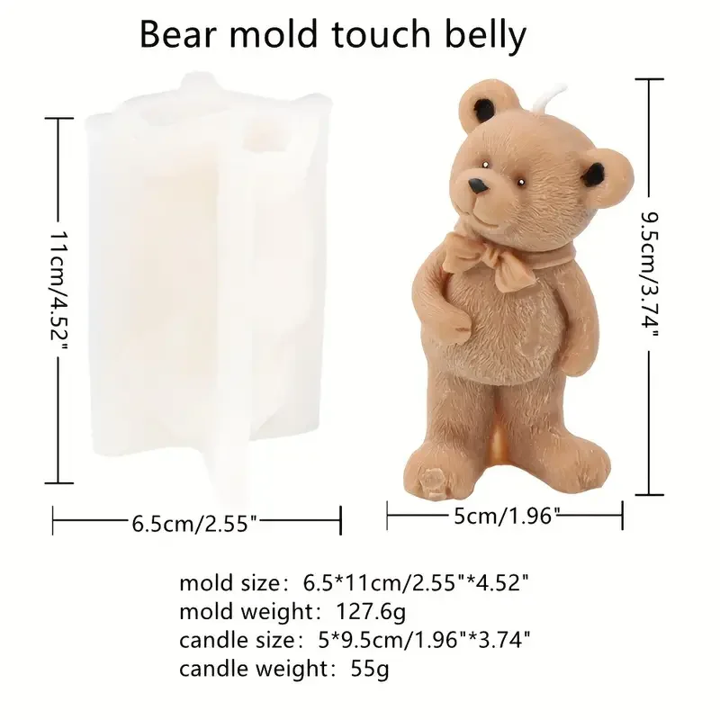 Silicone Molds Standing Bear, Lovers Bear Hugging Bear Mold, Cute Animal 3D Craft Art Silicone Candle Mold, Craft Molds DIY Hand