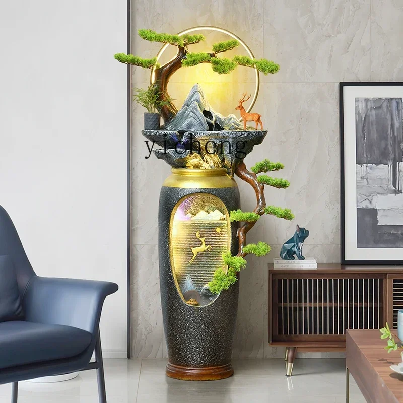 r5.13 Chinese rockery, flowing water fountain, living room balcony, next to the TV cabinet, oice circulation ornament