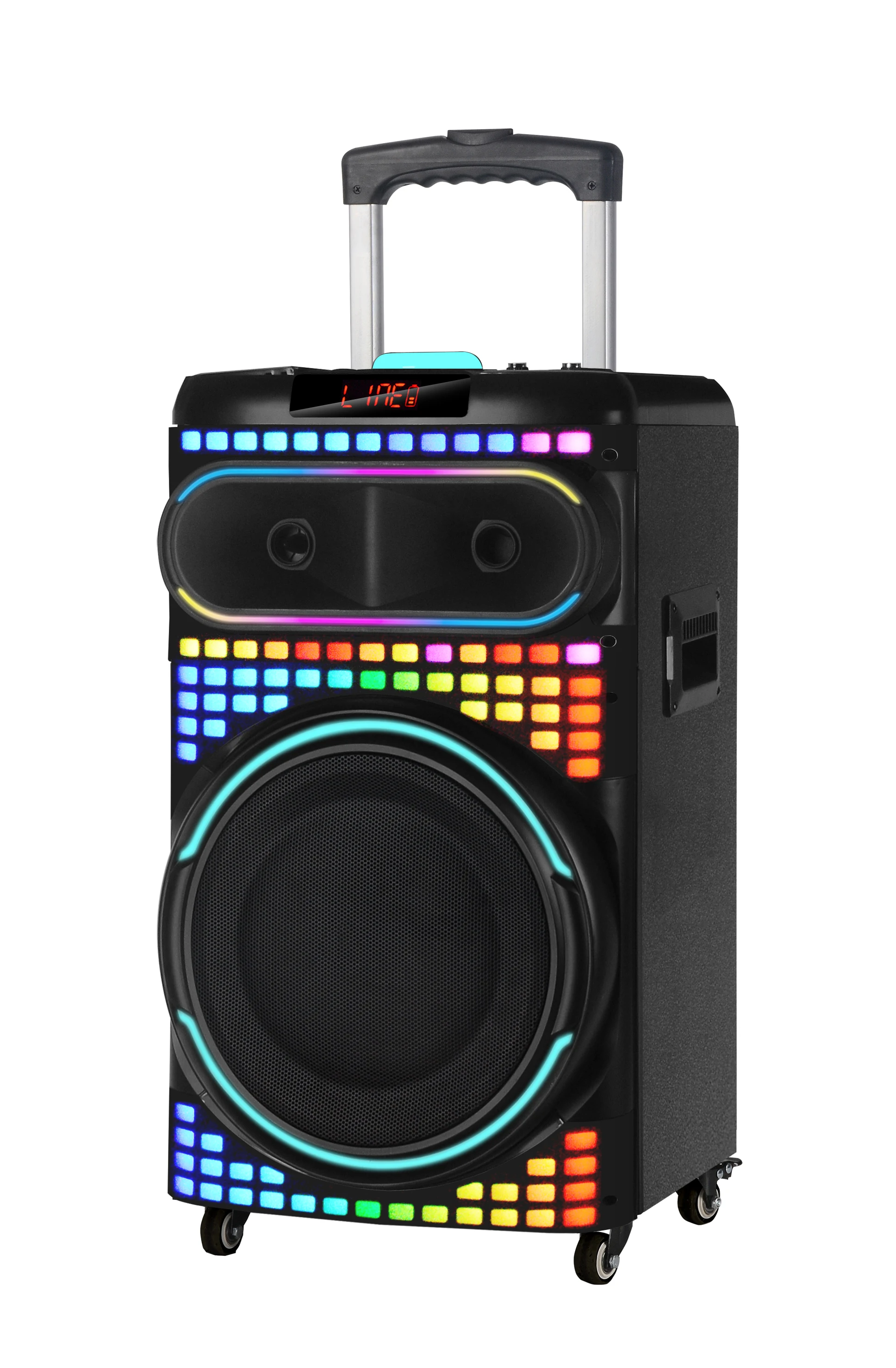 Party NDR-1260 Single 12inch Wooden Cool Powerful Box Party Speaker With Flashing Wireless MIC
