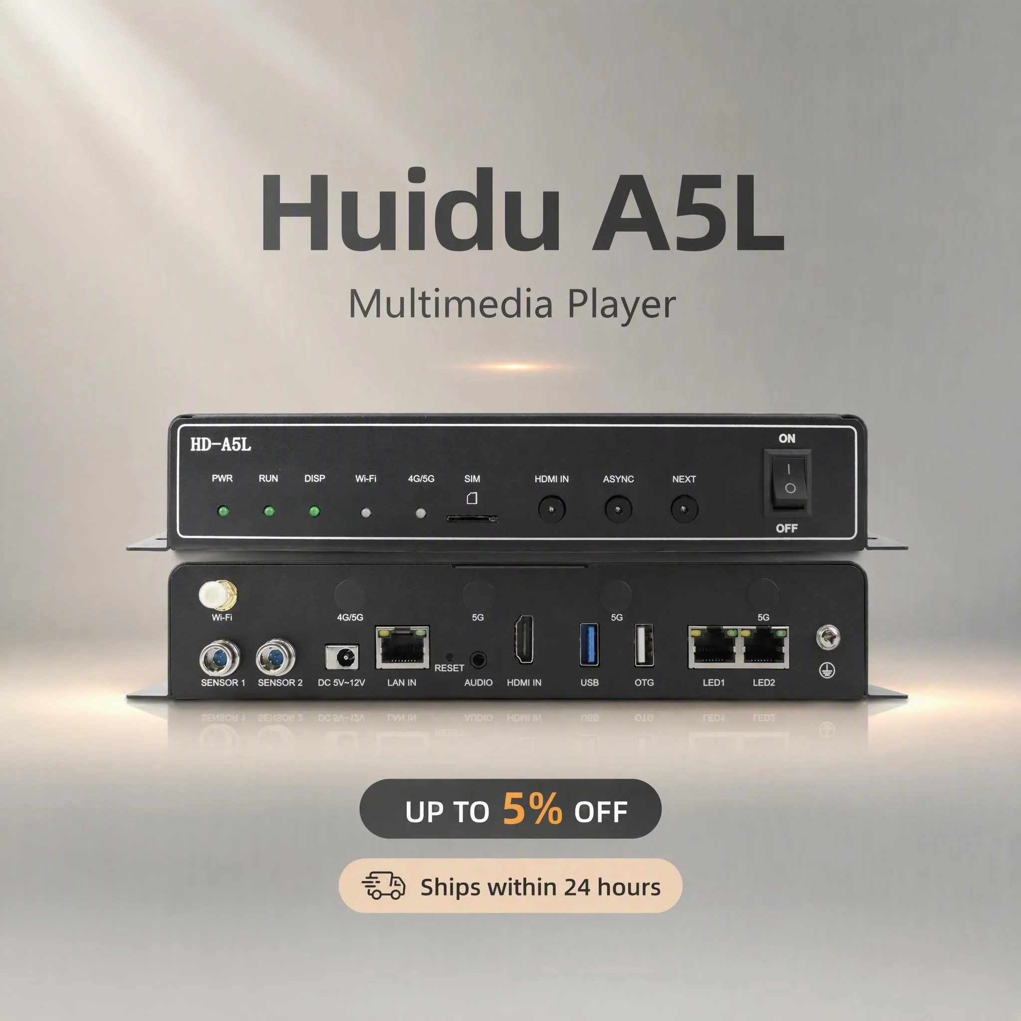 Huidu HD-A5L Multimedia Player Support 1.3 Million Pixels  Asyn&Synchronous  LED Playback for Commercial Smart  LED Display