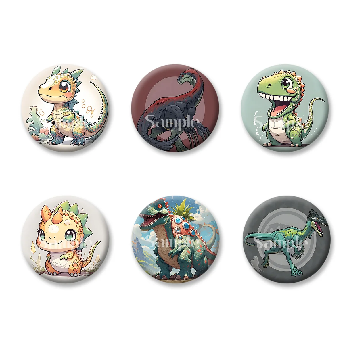 Jurassic Park World Dinosaur Anime Cartoon Flash Badge Keychains Makeup Mirror Fridge Magnet ACG Goods Game Peripherals Toy Gift