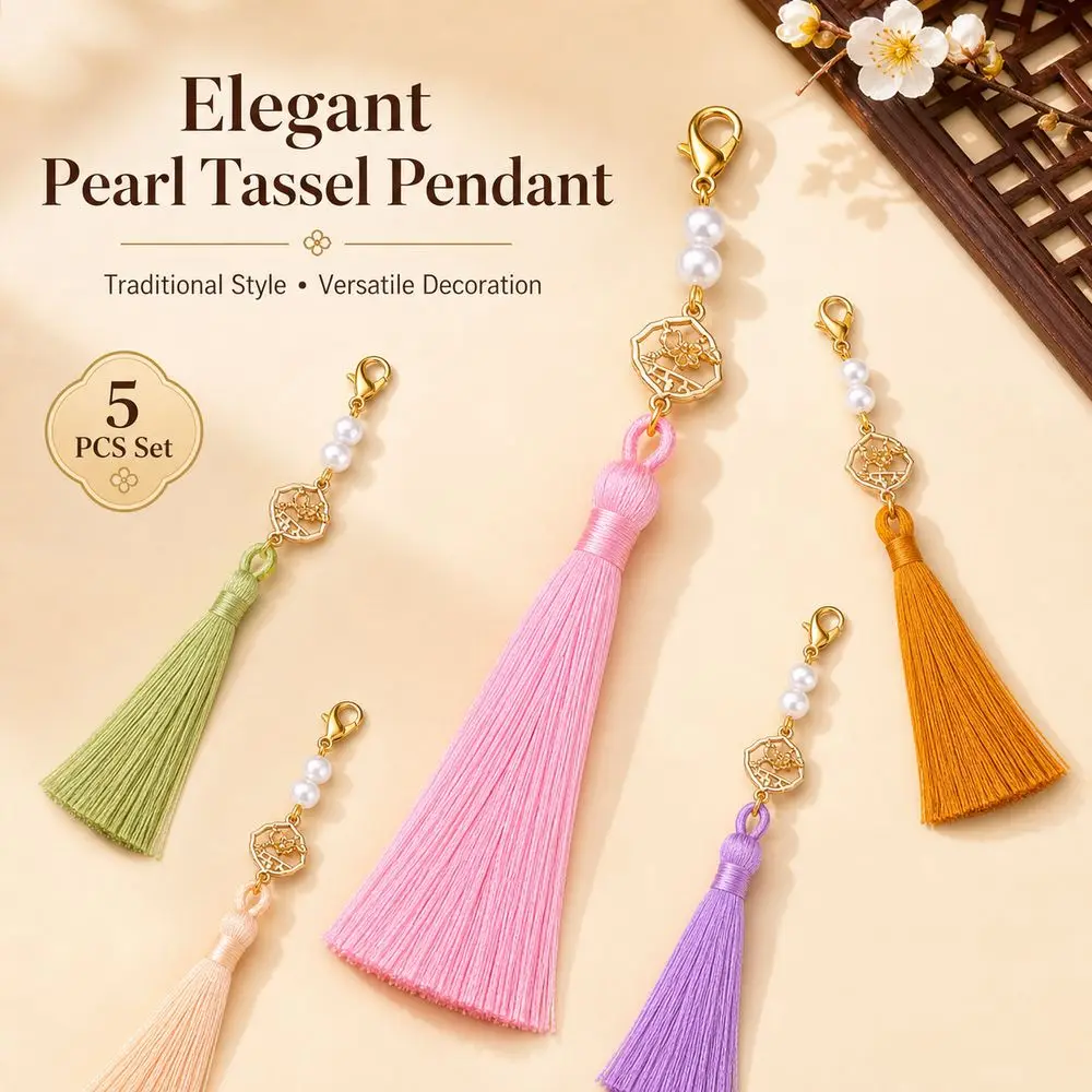 New Pearl Tassel Pendants Chinese Style Plum Blossom Tassel Ornaments Decorative Bag Decorations Car Interior Decor