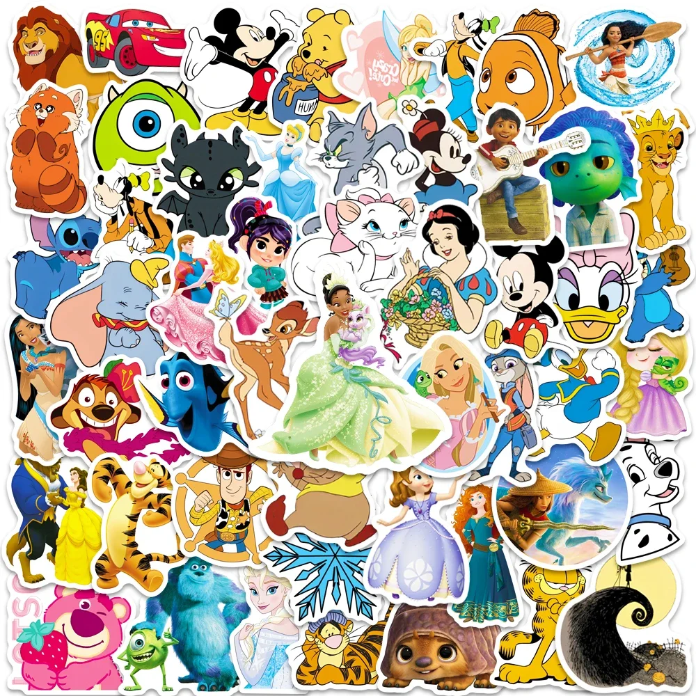 Pegatinas de dibujos animados de Disney para niños, pegatinas de Anime para decoración de coche, teléfono, portátil, álbum de recortes, diario,