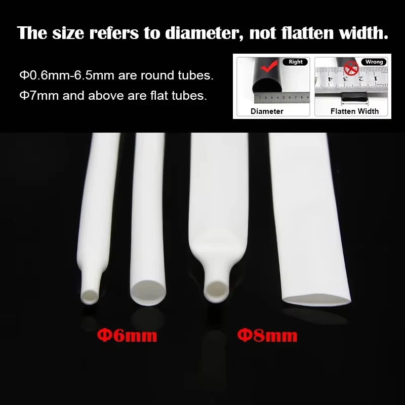 2/5/10m 2:1 Heat Shrink Tube Whiter Diameter 0.6mm ~ 80mm DIY Wire Cable Repair Wrap Waterproof Insulated Protective Sleeve 600V