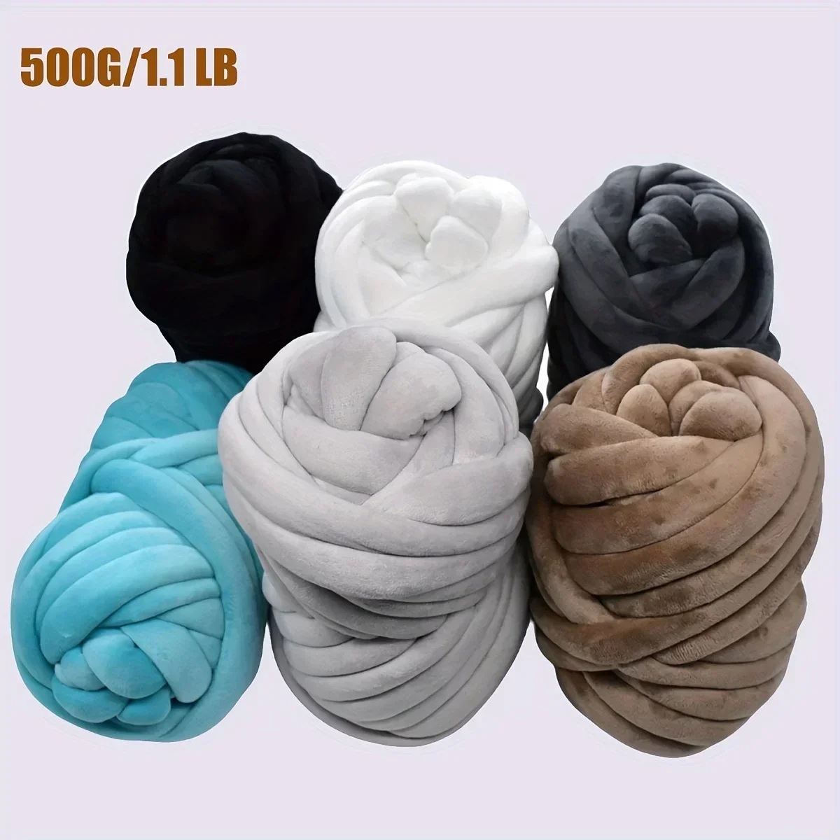 1pc Giant Soft Chunky Yarn - Velvet Jumbo Thread for Handmade DIY Throw Blankets Cushions, Pillows, Arm Knitting, Very Soft 500g